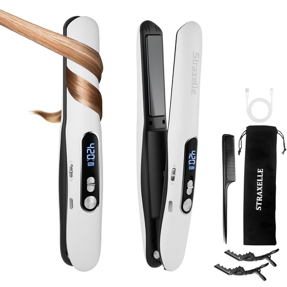 Straxelle Cordless White Hair Straightener with Accessories New in box